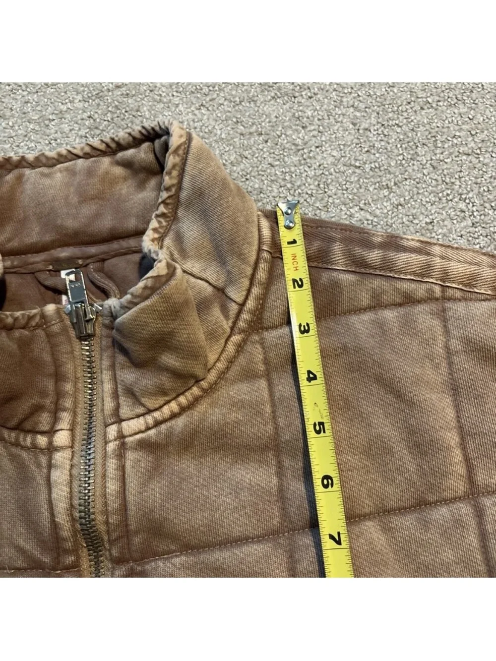 Free People Quilted Dolman Tan-Brown Zip Jacket